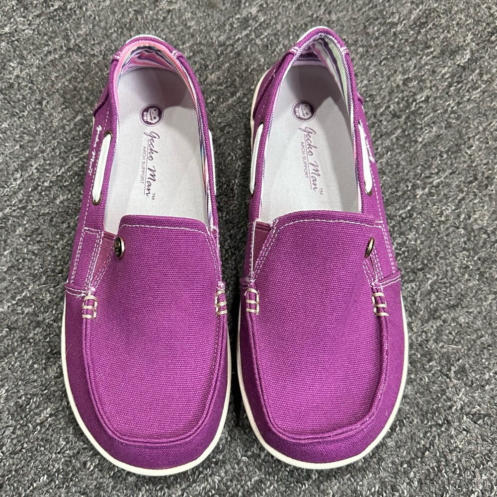 Gecko Man Arch Support Canvas Slip On Loafers Shoe Womens Size 8.5
